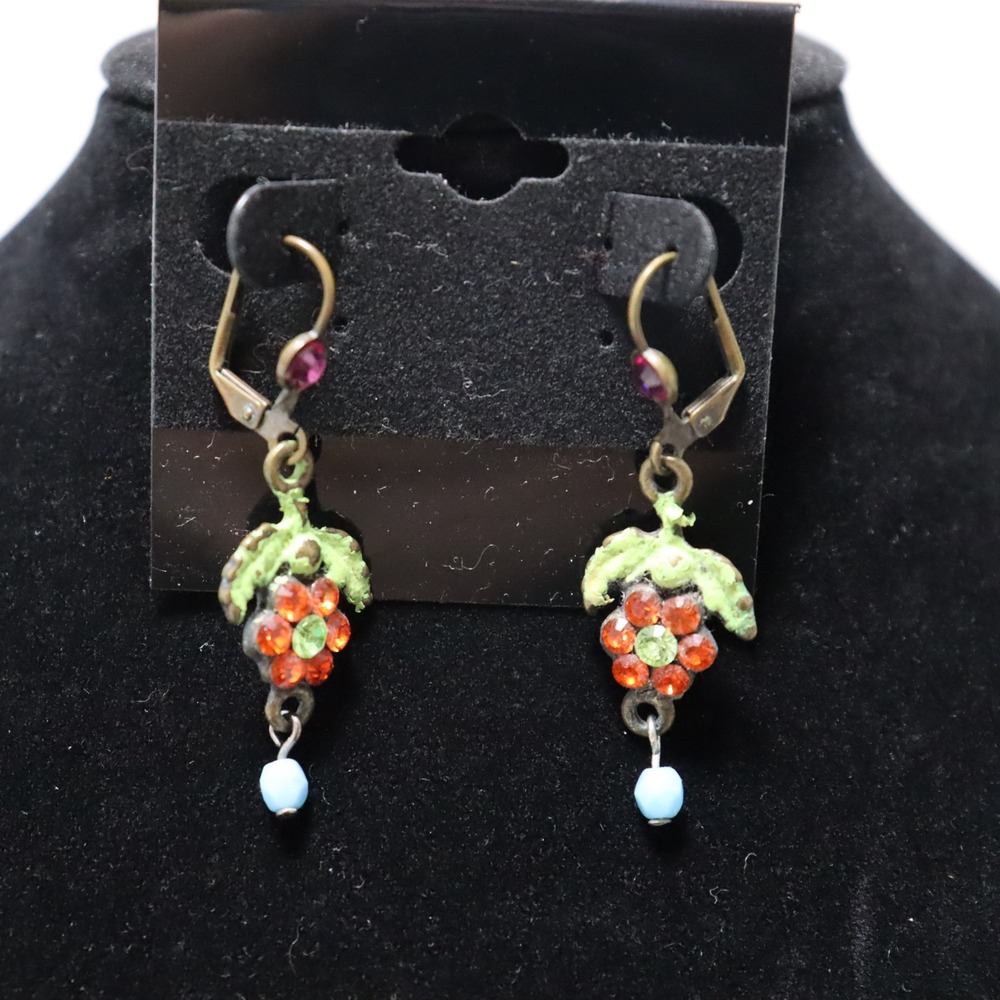 Unbranded Floral Fruit Drop Earrings Women OS Multi Rhinestone Lever Back Boho